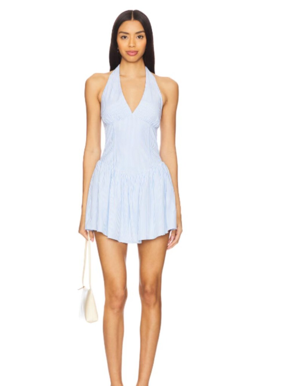 MORE TO COME Yolani Mini Dress in Baby Blue Stripe